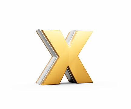 A Shiny Golden Alphabet X Letter X With A Sleek Metallic Gleam On White Background 3D Illustration