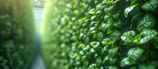 Sticker - Green Wall of Leaves in a Greenhouse