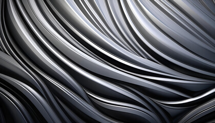 Aufkleber - Abstract Metallic Silver Wavy Lines Background