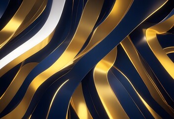 Gold and navy blue electric ribbon abstract background with swirling patterns and dynamic lines, featuring bright gold hues contrasted by deep blue shadows