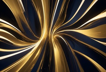 Gold and navy blue electric ribbon abstract background with swirling patterns and dynamic lines, featuring bright gold hues contrasted by deep blue shadows