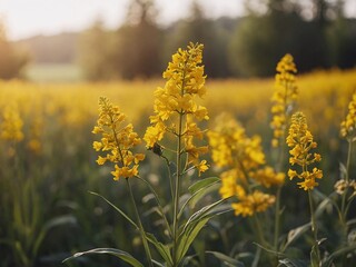 Serene yellow summer backdrop in natural blur