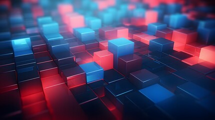 3d rendering of red and blue abstract geometric background. Scene for advertising, technology, showcase, banner, game, sport, cosmetic, business, metaverse. Sci-Fi Illustration. Product display