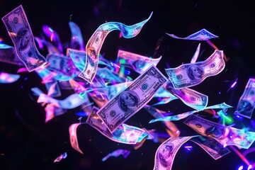 Poster - Money flying through the air, financial success concept