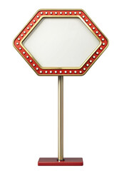 Wall Mural - blank marquee sign on stand with a red and gold border, suitable for customizable messages and adver