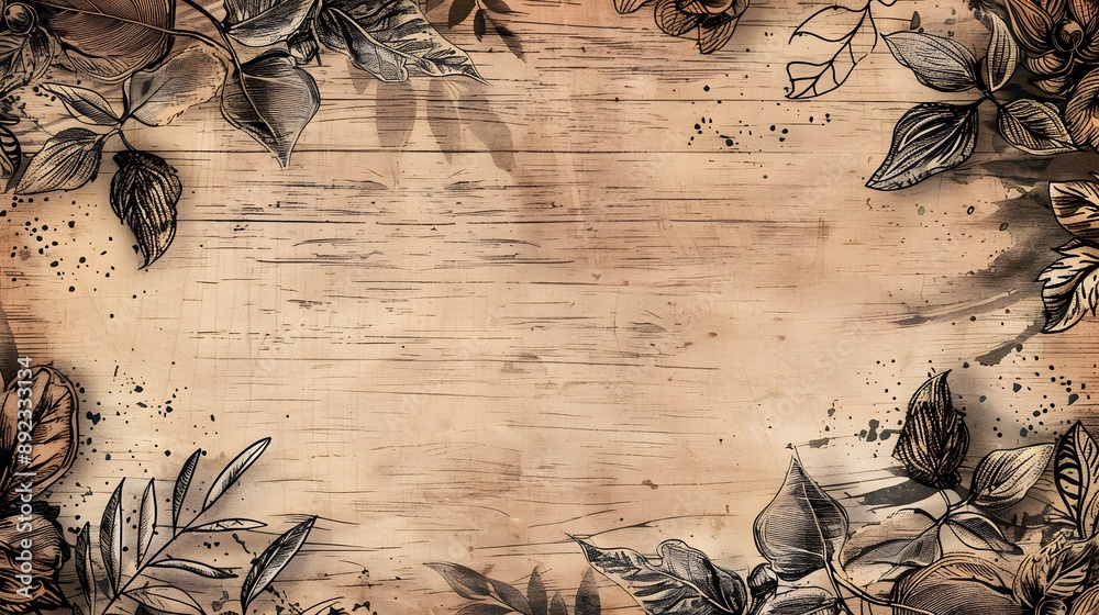 Rustic Notes Page Rustic Doodle Page Print Border Design with Blank Space for Handwritten ...