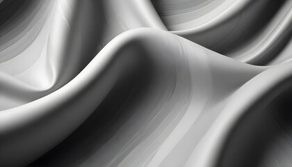 Wall Mural - Elegant, flowing waves of white fabric, rendered in shades of gray to emphasize depth and texture.