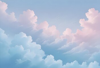 pastel pink and blue cloudscape background with blue sky and faint airplane trail