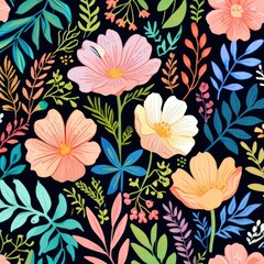 Wall Mural - seamless background with flowers