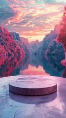 Wall Mural - A beautiful mountain landscape with a large body of water in the foreground