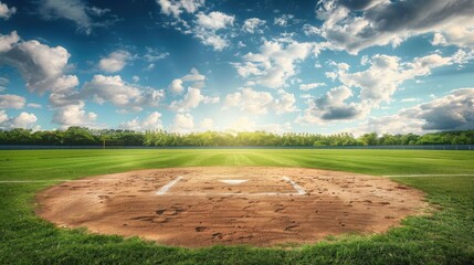 Wall Mural - Baseball field outdoors with blank area