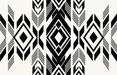 Wall Mural - Ethnic tribal  african black and white background. tribal pattern, folk embroidery, tradition geometric ornament. african design for fabric, textile, print, rug, paper