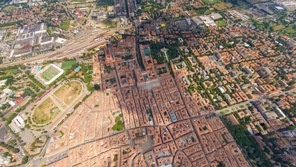 Wall Mural - Modena, Italy. Historical Center. Panorama of the city on a summer day. Sunny weather with clouds. Aerial view