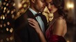 © Suleyman - Elegant and opulent couple. Gorgeous Woman and Dashing Man. Elegant duo in a suit and evening gown. glistening backdrop
