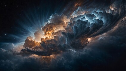 Wall Mural - Interstellar cloud with intricate patterns of light and dark matter