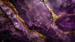 © siaminka - A purple rock with gold accents. Violet marble background with gold veining.