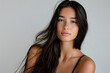 © StockLab - Young model with natural skin texture, bare face, and extra long straight hair