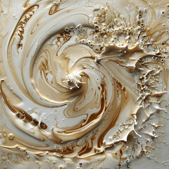 Aufkleber - Abstract art featuring smooth and creamy caramel swirls, creating a visually appealing and appetizing design with rich textures.