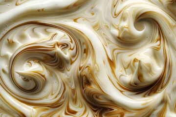 Aufkleber - Abstract art featuring smooth and creamy caramel swirls, creating a visually appealing and appetizing design with rich textures.