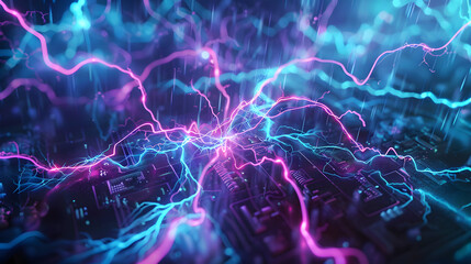 Wall Mural - Illustration Abstract Electric Lightning. Concept For Battle, Confrontation Or Fight