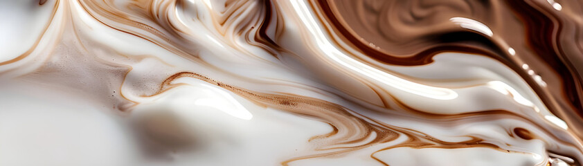 Poster - Abstract image showcasing dynamic cream and brown swirls, creating a visually captivating and fluid artistic pattern.