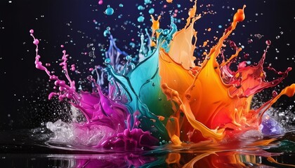 Wall Mural - Explore the artistry of vibrant splash mix color photography.