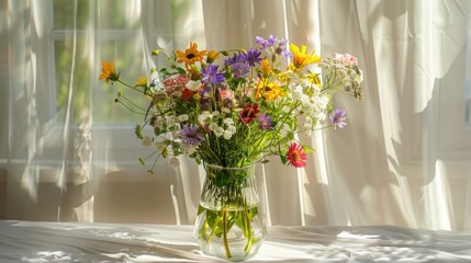 Poster - A Bouquet of Flowers by a Window