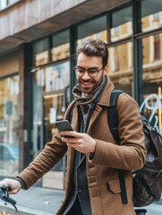 A person reviewing their mobile device