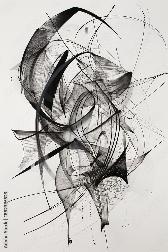 a tattoo sketch of abstract art. Use bold, non-representational shapes ...