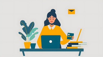 credit card, online shopping or businesswoman typing on laptop for payment on ecommerce website in o