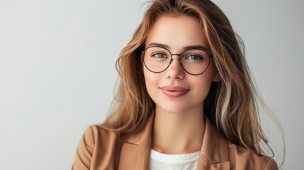 Poster - Portrait of a Beautiful Woman with Glasses