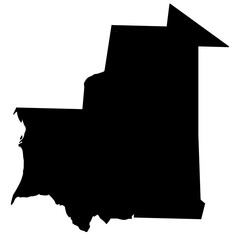 Wall Mural - mauritania map silhouette with transparent background