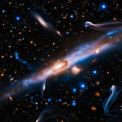 Wall Mural - cluster of stars each with its own nebula in a fascinating mix of colors and shapes ai generated