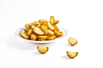 Wall Mural - Roasted Potato Wedges on White Plate