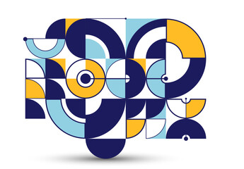 Poster - bauhaus style abstract geometric vector background with circles triangles and lines, geometrical abs