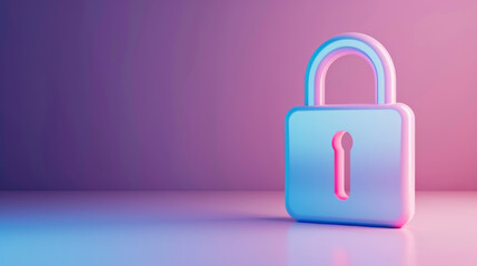 Modern padlock with a gradient purple and pink background, symbolizing security and protection in contemporary digital design.