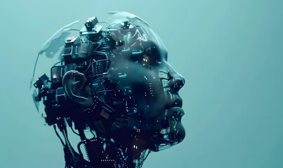 Poster - Cyborg Head - Futuristic Artificial Intelligence