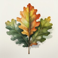 Wall Mural - isolated fall autumn shumard oak tree leaf watercolor painting