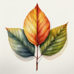 Wall Mural - beautiful colorful fall autumn watercolor leaf