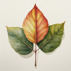 Wall Mural - beautiful colorful fall autumn watercolor leaf