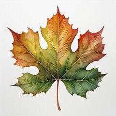 Wall Mural - isolated fall autumn leaf watercolor painting