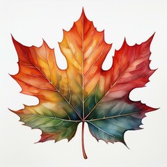 Wall Mural - isolated fall autumn leaf watercolor painting