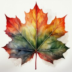 Wall Mural - isolated fall autumn leaf watercolor painting