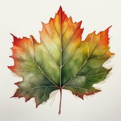 Wall Mural - isolated fall autumn leaf watercolor painting