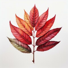 Wall Mural - isolated colorful fall autumn leaf watercolor painting