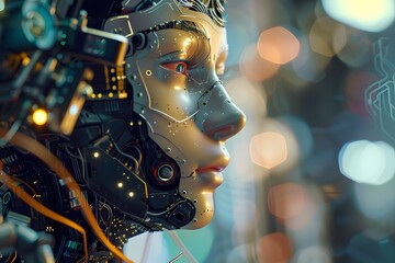 Poster - Cybernetic Portrait: A Glimpse into the Future