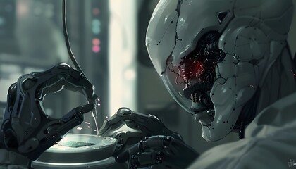 Poster - Cybernetic Robot Working on a Circuit Board