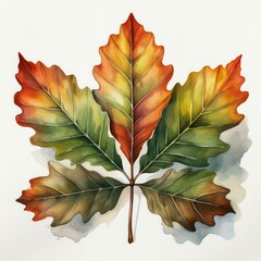 Wall Mural - isolated fall autumn chestnut oak tree leaf watercolor painting