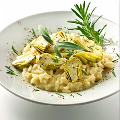 Poster - Creamy risotto with artichoke hearts and herbs