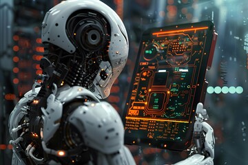 Poster - Futuristic Robot in a Technological Environment